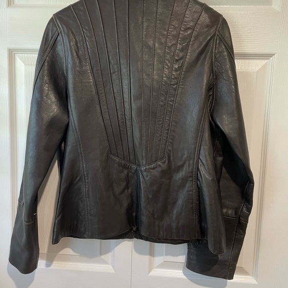 Anne Klein Dark Brown Leather Jacket Large - Picture 2 of 9